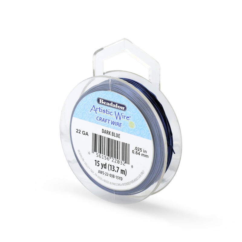 Artistic Wire, 22 Gauge Tarnish Resistant Colored Copper Craft Wire, Dark Blue 15 yd - Image 1